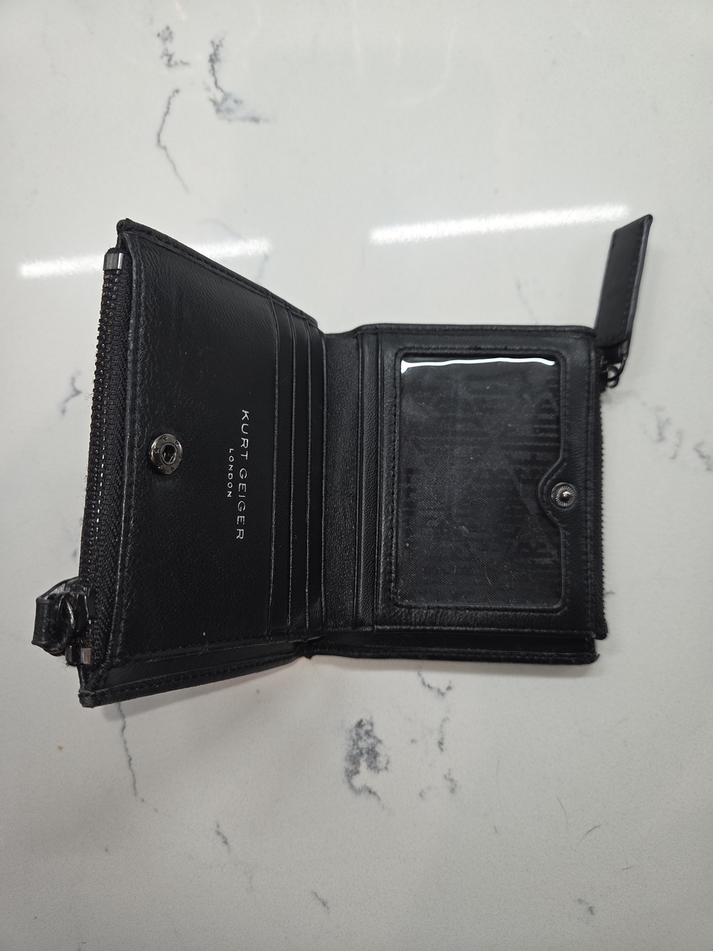 Kurt Geiger London B-Mini Quilted Leather Bifold Wallet - Black - Picture 3 of 4